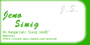 jeno simig business card